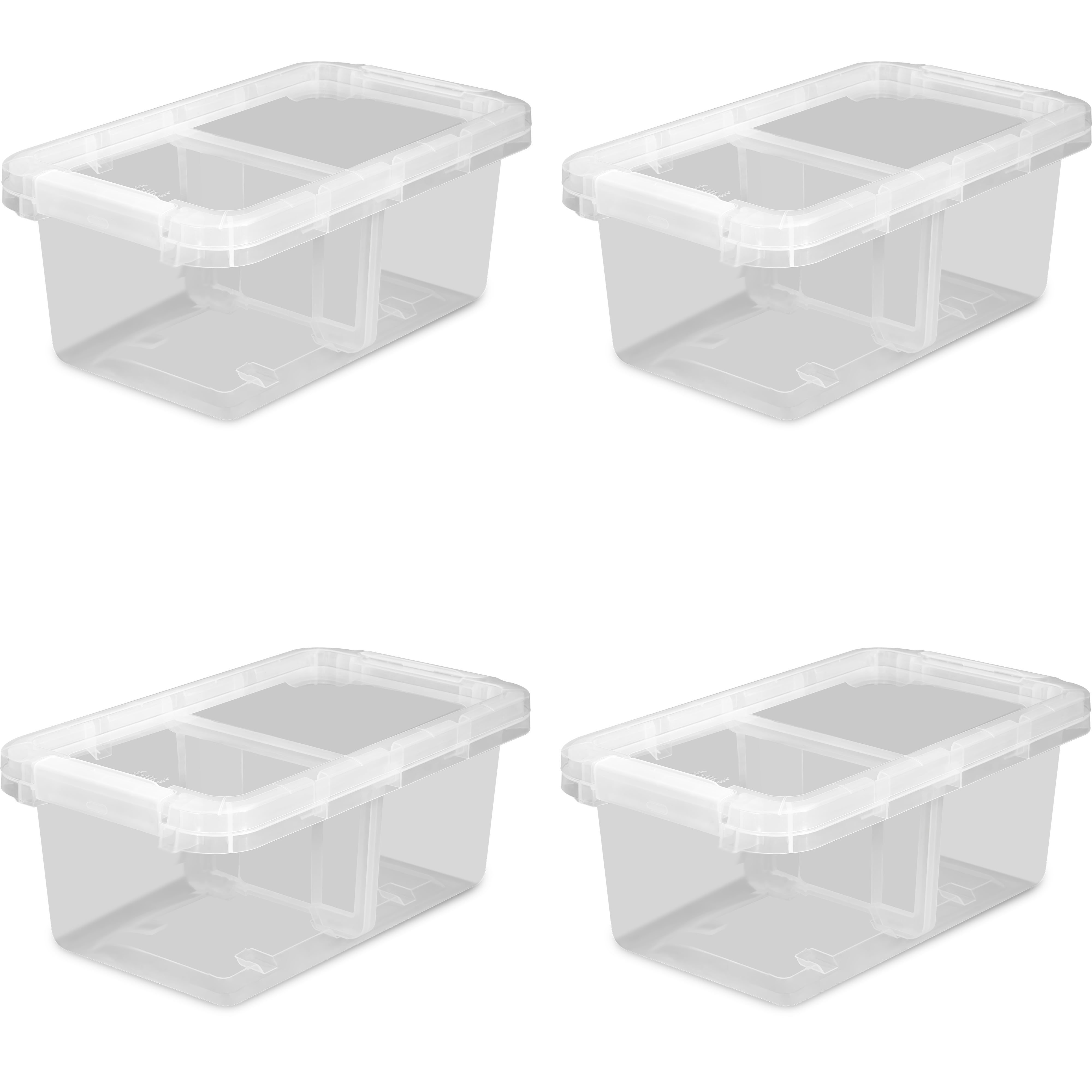 The Home Edit 17 Quart Clear Plastic Storage Bin with Divider, Adult, Set of 4