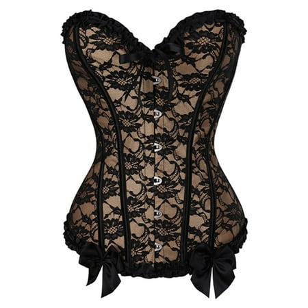 UAYOTSE Corset Tops for Women Vintage Bustier Overbust Corset Sexy Lingerie Bodyshaper Top Beige XL