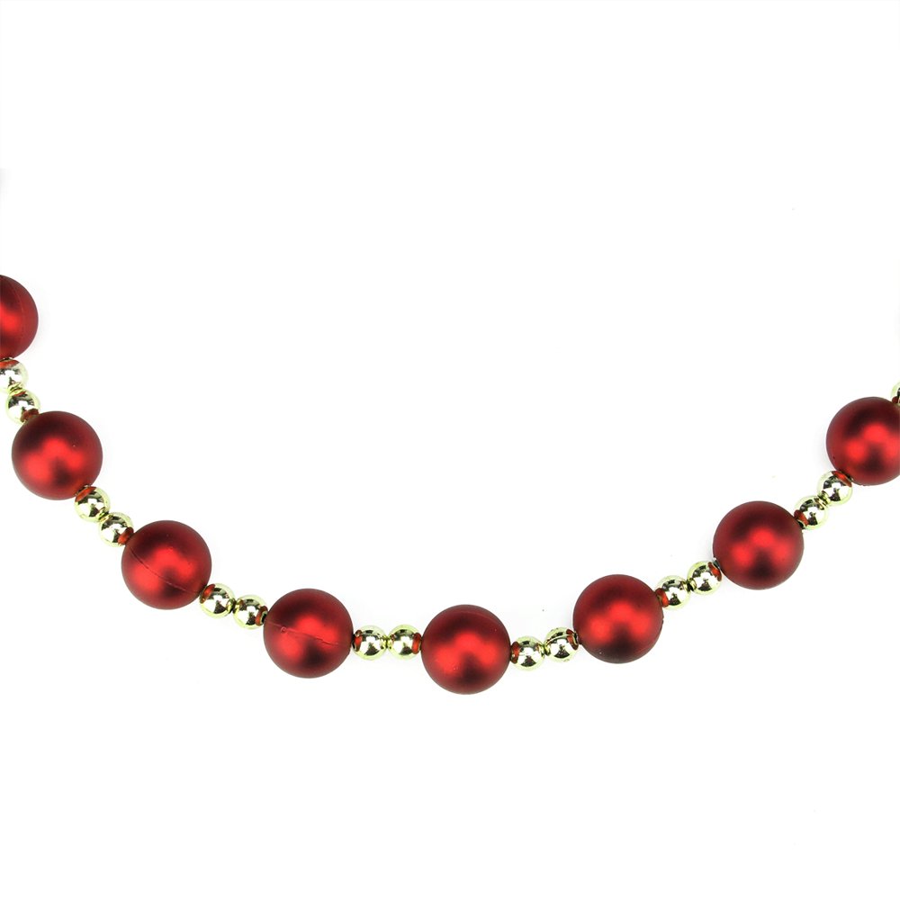 9' Decorative Shatterproof Matte Red and Shiny Gold Beaded Christmas