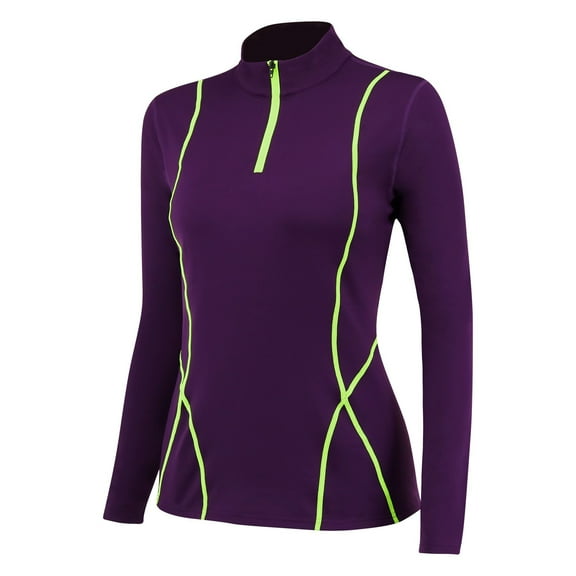 kamemir Women's Athletic Half Zip Pullover Sweatshirt Workout Top Crop Quarter Zip Pullover Yoga Running Jackets(Z-Purple,XXL)