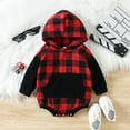 thumbnail image 2 of GZEFJRQM Baby Hooded Sweatshirt Romper Newborn Boys Hoodies Long Sleeve Solid/Patchwork/Print Onesie Outfit Infant Fall Winter Spring Outfits, 2 of 4
