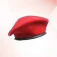 thumbnail image 6 of OUNONA 2pcs Unisex Men's Wear Women's Adjustable Spring Autumn Pure Wool Beret Hat Sun Hat Driving Adult (Red), 6 of 8