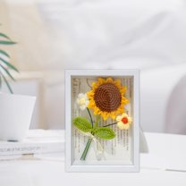 FeiFu Handmade Crochet Flowers for Teachers Office Desk Decor, Durable Crocheted Sunflowers Gifts for Women Christmas Valentine Gift