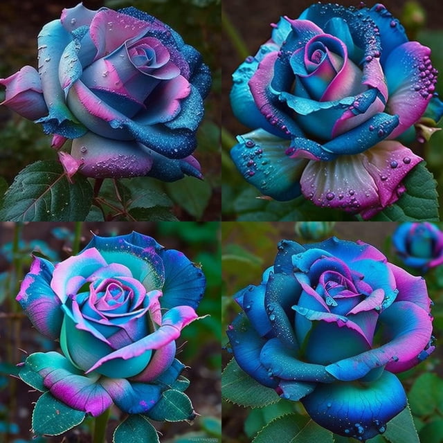 HIGHGW 100+ Rare Blue Pink Roses Seeds for Planting, Hybrid Rare Rose, Perennial Shrub