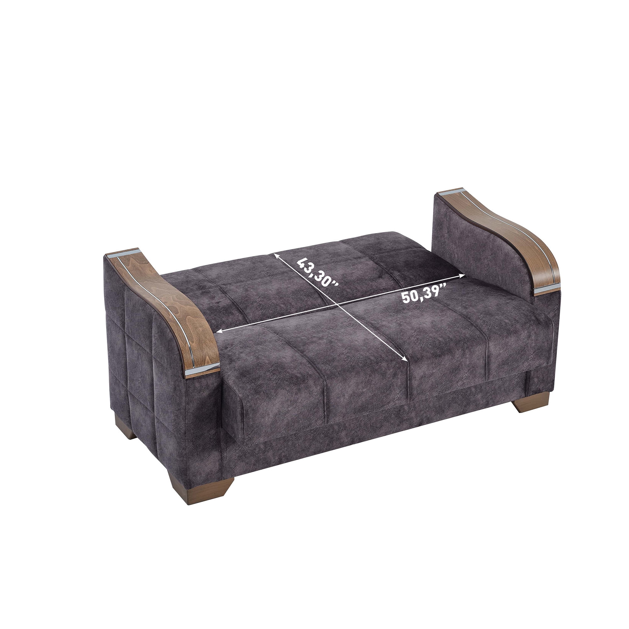 Ottomanson 65" Convertible Loveseat Sleeper with Storage, Modern Suede Sofa for Small Spaces, Brown