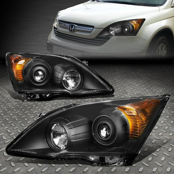 FOR 2007-2011 HONDA CRV BLACK HOUSING AMBER CORNER PROJECTOR HEADLIGHT/LAMP SET