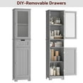 thumbnail image 3 of Homfa Bathroom Storage Tower, Narrow Linen Cabinet with Door and Drawers, Tall Bathroom Storage Cabinet for Small Spaces, Gray, 3 of 8
