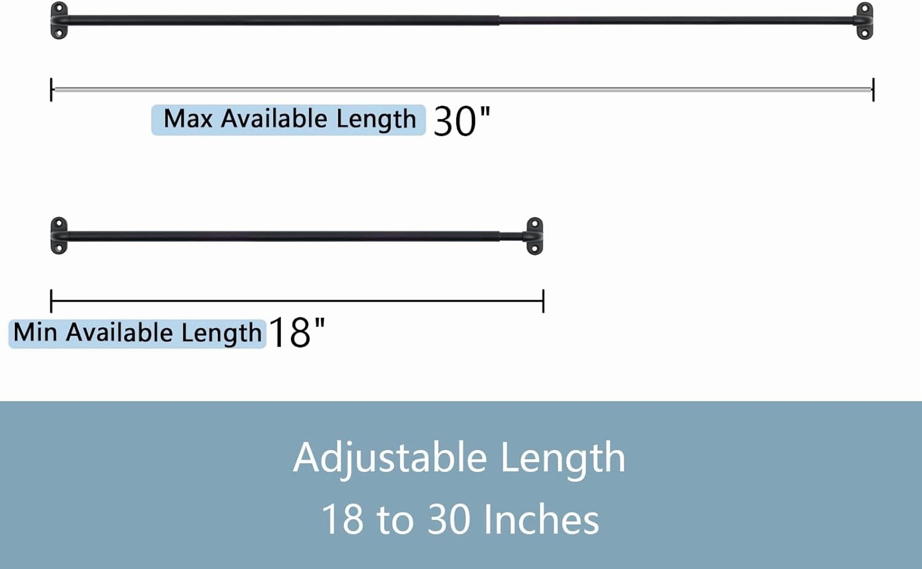 NestE -2 Pack Screwed Sash Curtain Rod Adjustable 18-30 Inch, 3/8 In. Diameter, French Door Curtain Rods (Black)
