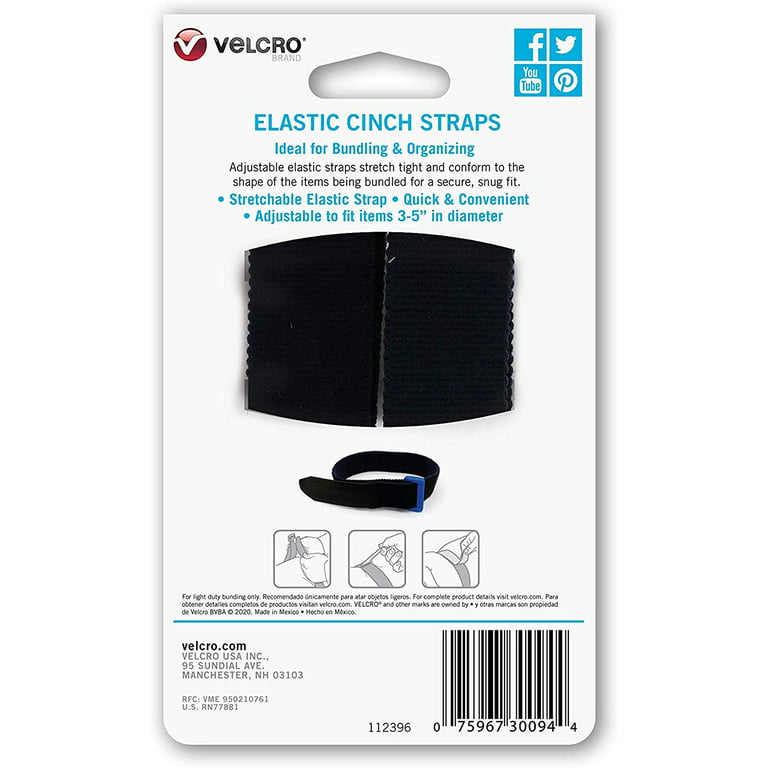 All Purpose Elastic Cinch Strap - 16 x 2 inch - 5 Pack