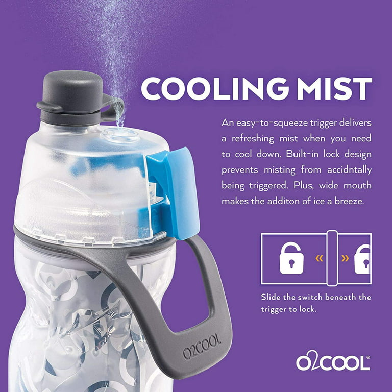 O2COOL Mist N' Sip 12 fl oz Kids Hydration No Leak Pull Top Sprout Sports Water  Bottle, Single, Pink Cats 