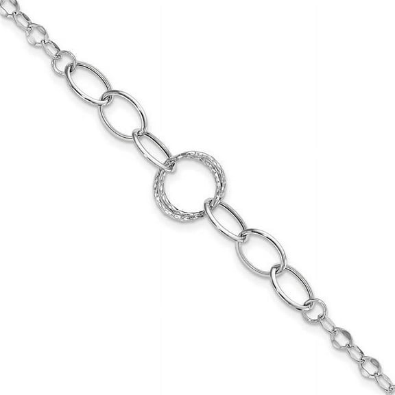 Primal Gold 14 Karat White Gold Polished Textured Fancy Link Bracelet