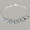 thumbnail image 6 of LBG British Made 10k White Gold Real Natural Aquamarine Womens Eternity Ring - 33 size options - Size 8, 6 of 9