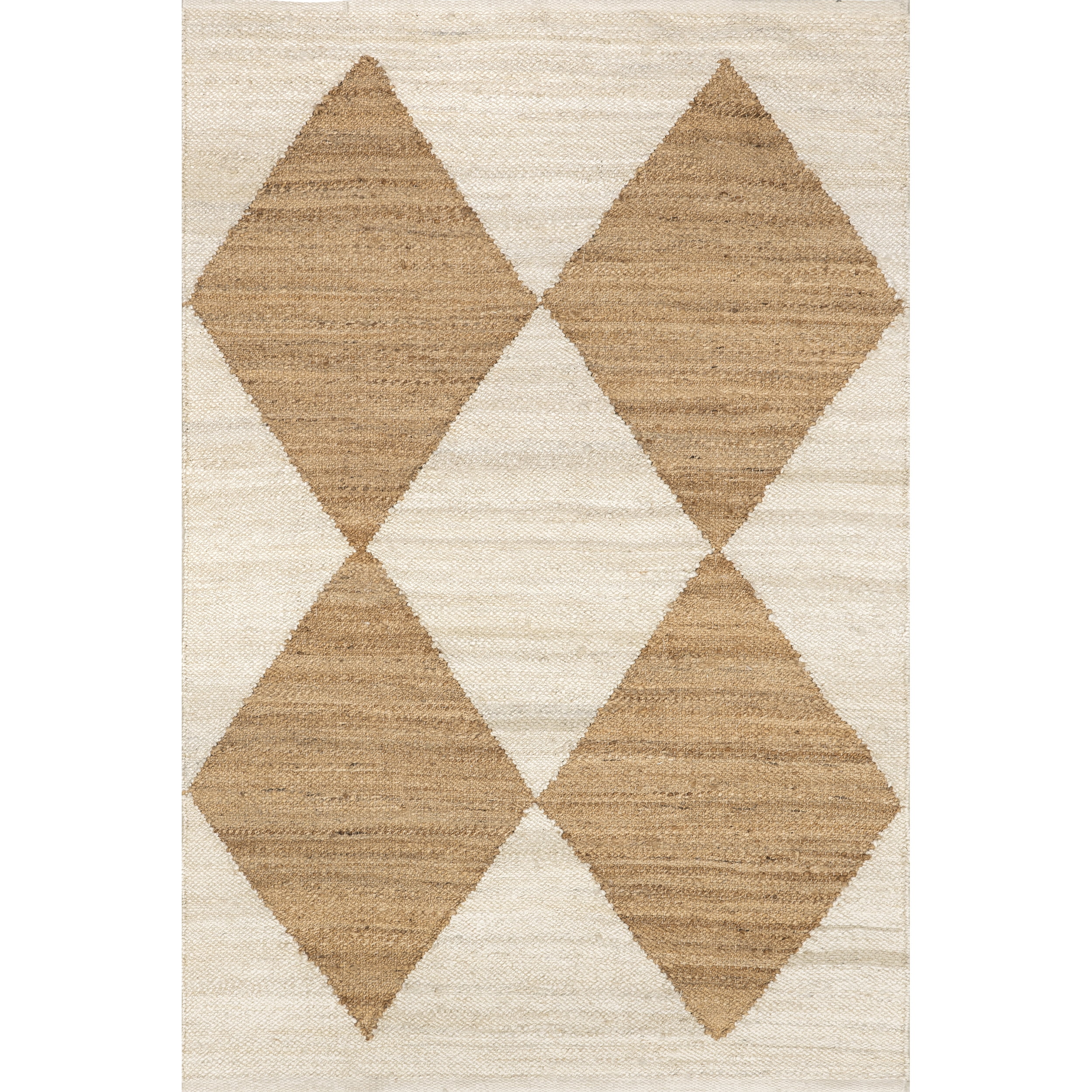 nuLOOM Pandora Diamond Jute Ivory 6' x 9' Geometric Area Rug