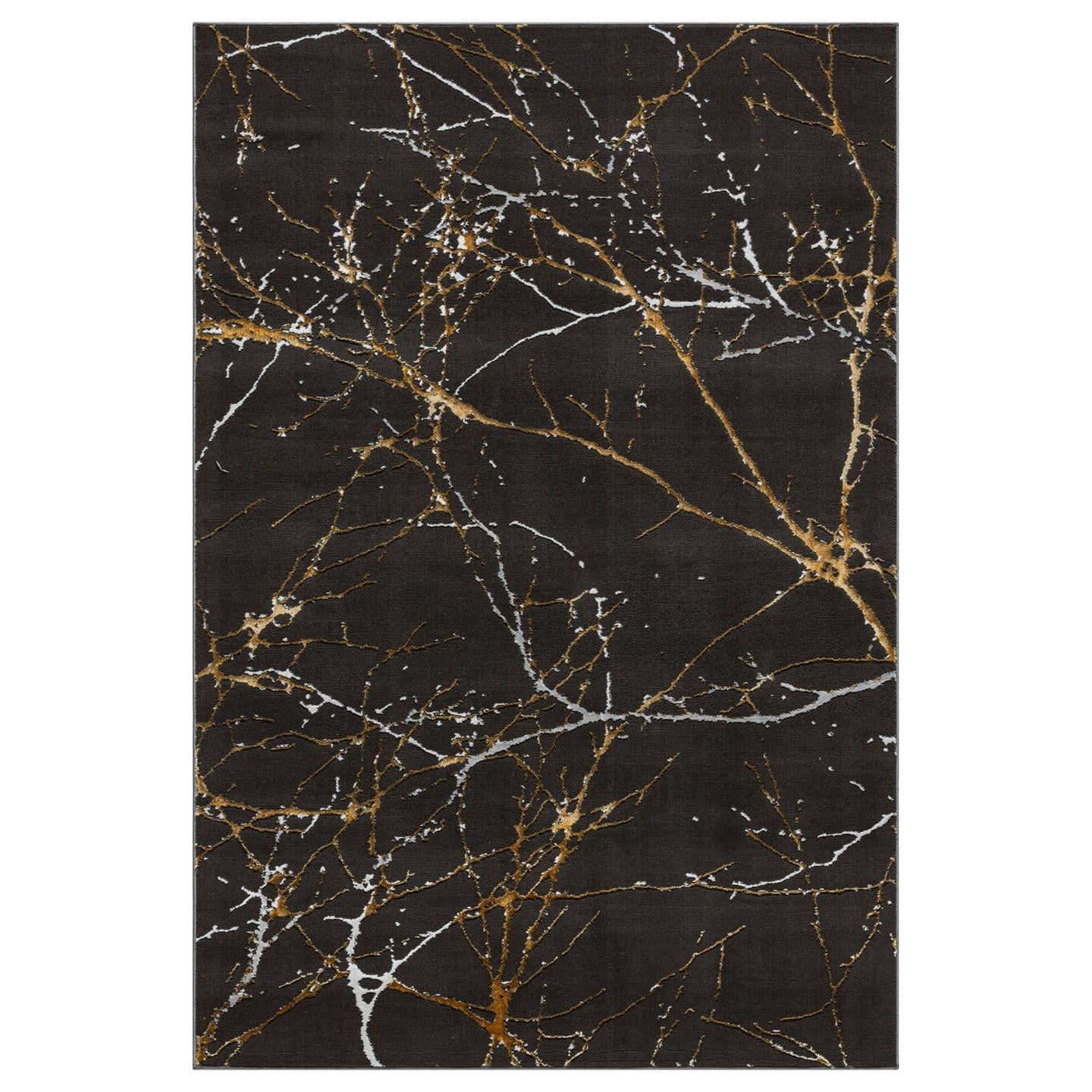LUXE WEAVERS Modern Abstract Nature Black 4x6 Area Rug, Non-Shedding Carpet