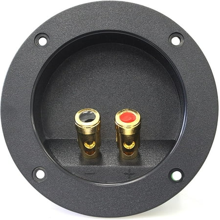 Absolute USA RST-450 4-Inch Round Gold Push Spring Loaded Jacks Double Binding Post Speaker Box Terminal Cup