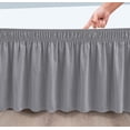 thumbnail image 3 of NETSENGWrap Around Bed Skirts with Split Corners for Full Beds 21" Drop, Silver Grey Elastic Dust Ruffles Easy Fit Wrinkle & Fade Resistant Silky Luxurious Fabric Solid Machine Washable, 3 of 7