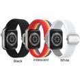 thumbnail image 1 of Enkey 3 Pack Elastic Womens Nylon Double Ring Bling Drill Buckle Watch Band 38mm 40mm 41mm 42mm 44mm 45mm ,Men Women Sport Wristband wavy strapfor iWatch Series Ultra SE 7 6 5 4 3 2 1,Pink+Green+White, 1 of 7
