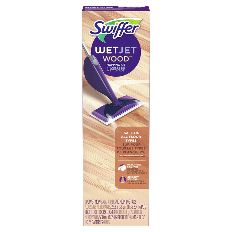 Swiffer WetJet Wood Mop Kit (1 Spray Mop, 5 Mopping Pads, 1 Cleaning  Solution)