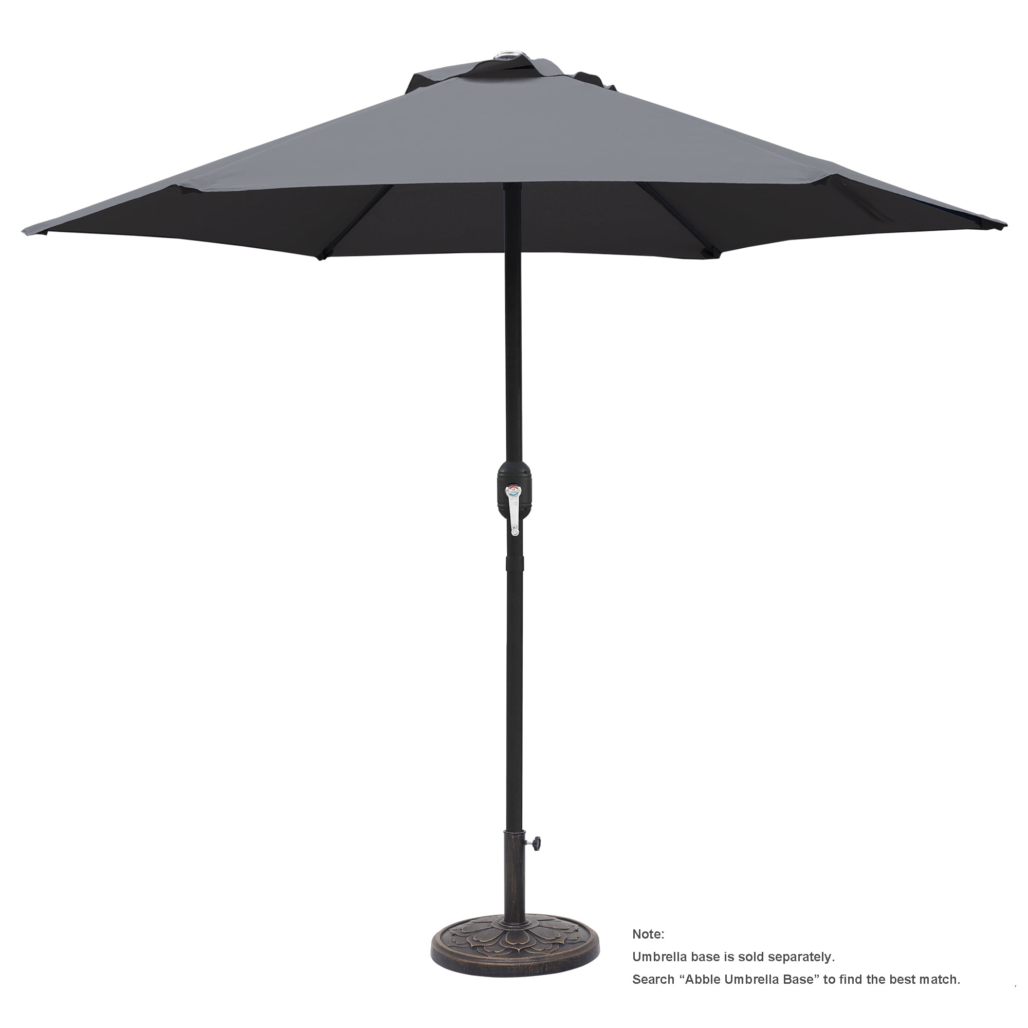 Abble 7.5ft Patio Umbrella with Crank Handle Outdoor Market Umbrella with 6 Sturdy Umbrella Ribs Waterproof for Garden Deck Backyard Pool, Dark Grey