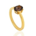 thumbnail image 2 of KIRAN FINE JEWEL Oval Brown Smoky Quartz Single Stone Band Ring Yellow Gold Plated 925 Silver Anniversary Women Statement Jewelry Gift For Her, 2 of 5