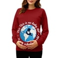 thumbnail image 2 of RKSTN Women's Maternity Sweatshirts Oversized Pregnancy Graphic Print Long Sleeve T Shirts Womens Casual Solid Plus Size Round Neck Loose Fits Comfy Funny Printed Pullover Hoodless Sweatshirt Tops, 2 of 7