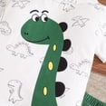 thumbnail image 4 of TOWED22 Toddler Kids Baby Boy Summer Clothes 2 Pieces Dinosaur Print Crewneck T-Shirt Elastic Waist Shorts Outfits(Green,18-24 M), 4 of 9