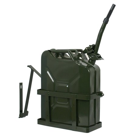 ZENY 5 Gallon 20L Gas Jerry Can Fuel Steel Tank Military Green w/ Holder New