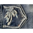 thumbnail image 3 of Grace in LA Women's Western Feather Embroidered Crystal Embellished Capri Stretch Jeans (28), 3 of 3
