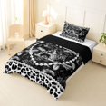 thumbnail image 2 of Manfei Lovely Letter A Twin Comforter Sets,Sweet Pearl Leopard Print Bedding Set,Black,Black Reversible,2pcs,1 Comforter and 1 Pillowcase, 2 of 7