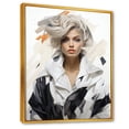 thumbnail image 2 of Designart "Black and White Haute Couture Woman II" Fashion Framed Wall Art - Glam Black Fashion Illustration Living Room Framed Canvas Art, 2 of 6