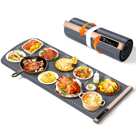 Warming Mat for Food Extra Large 36"x16", 500W Food Warming Mats for Countertop, Food Warmer Trays Chafing Dishes for Buffets Party, 9-Level Temp 12H