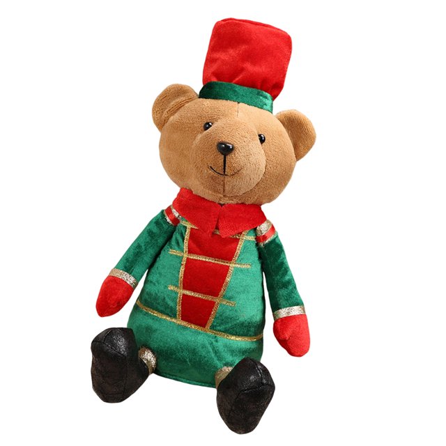 Decoración navideña de oso sentado, figurita de oso de peluche para ventana. Estilo A