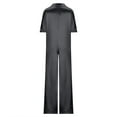 thumbnail image 4 of Lovskoo Women's 2024 Sexy Short Sleeve Deep V Neck Satin Jumpsuit Casual Wide Leg Rompers Jumpsuits Black, 4 of 8