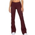 thumbnail image 2 of Aboser Yoga Pants for Women Tall Full Length Leggings Gym Fitness Workout Pants Solid Color Flared Leggings High Waist Joggers Pants Stretch Wide Leg Tights, 2 of 7