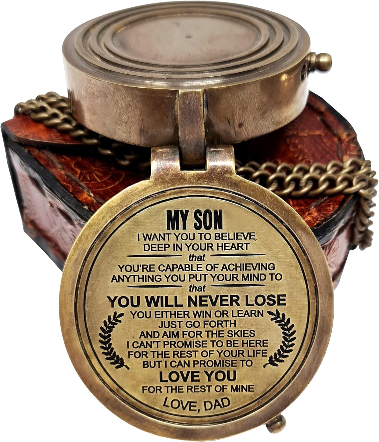 Maritime treasures Instruments Engraved Compass, Customized Brass Compass for Anniversary, Birthday, Graduation Day, Confirmation Gift, Valentine Gift, Parting Gift, Sailor Gift - Father - 3