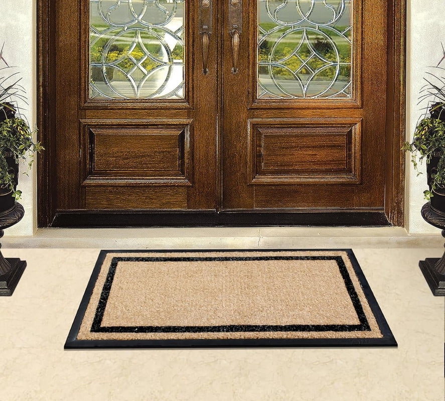 A1 Home Collections Plain Brown/Black Rubber and Coir Outdoor Doormat For Entrance, 24 in x 48 in
