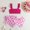 Pink#2, variant on Fesfesfes 6-13Years Girls 3 Piece Swimsuits with Skirts Tropical Gradient Print Swim Bathing Suits Teen Girls'Beach Swimwear Strap Bikini Set(Multicolor,8-9 Years)