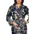 thumbnail image 4 of Moomaya Cotton Robe Women Long Printed Cotton Crossover Summer Bathrobes, 4 of 6