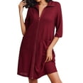thumbnail image 4 of Ekouaer Zipper Robes for Women Waffle Knit Bathrobes Short Lightweight Knee Length Loungewear with Pockets, 4 of 6