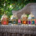 thumbnail image 4 of In the Breeze 9211 — Red, Yellow & Green Hex Tealight Lantern — Moroccan-Style Boho Chic Tealight Glass and Metal Tabletop Lantern, 4 of 6