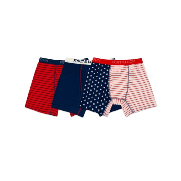 Fruit of the Loom Men's Americana Stretch Boxer Briefs, Moisture Wicking Underwear, 3-Pack