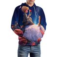thumbnail image 5 of Teenager And Cat on Moon with Roses Men's Women Vintage 3D Hooded Sweatshirt - All-Season Loose Fit Streetwear, 5 of 6