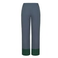 thumbnail image 4 of QATAINLAV Ofertas de Hoy en Liquidación Cotton Linen Pants for Women Summer Casual Elastic Waist Capri Pants Fashion Color Block Tulip Hem Wide Leg Cropped Pants with Pockets Navy M, 4 of 7