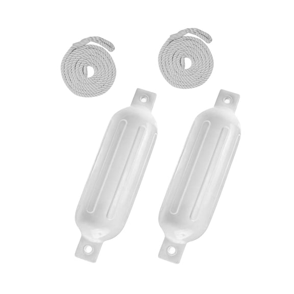 Fzaqwen 2 Pieces Inflatable Boat Fenders with Fenders Lines Simple Installation Portable G3 White White Rope