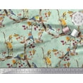 thumbnail image 2 of Soimoi Green Cotton Duck Fabric Tree & American Robin Watercolor Print Sewing Fabric BTY 44 Inch Wide, 2 of 3