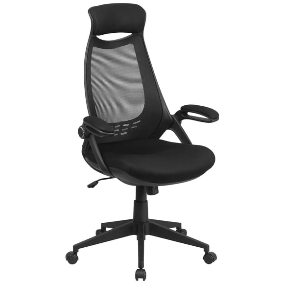 Scranton & Co Modern High Back Mesh Swivel Office Chair in Black