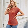 thumbnail image 4 of Tops de Verano con Mangas para Mujer, Suéter Informal de Punto de Corta, Camisas Holgadas Naranja Rojo M, 4 of 9