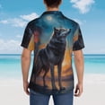 thumbnail image 4 of Balery Moonlit Night Sky Wolf Camisas hawaianas de manga corta para hombre, camisas playeras de corte holgado, camisas de vacaciones con botones,3X-Large, 4 of 7