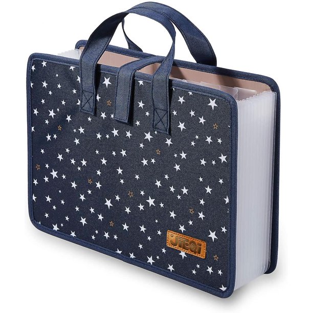 Jieqi Carpeta de Archivos Expandible Organizador de Documentos, Carpetas de Archivos de 13 Bolsillos/Carpetas de Archivo expandibles con asa Acordeón de tamaño A4 (Azul)