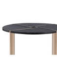 thumbnail image 3 of End Table with X Shaped Metal Base and Round Wooden Top Gold and Gray - Saltoro Sherpi, 3 of 6